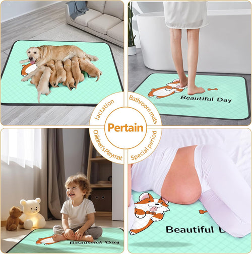 4-Pack Washable Pee Pads for Dogs (35x22in) – Extra-Absorbent, Thick, Reusable Puppy Pads with Non-Slip Base, Leak-Resistant, Ideal for Puppy Playpen, Crate, Whelping Box, and Potty Training – Blue