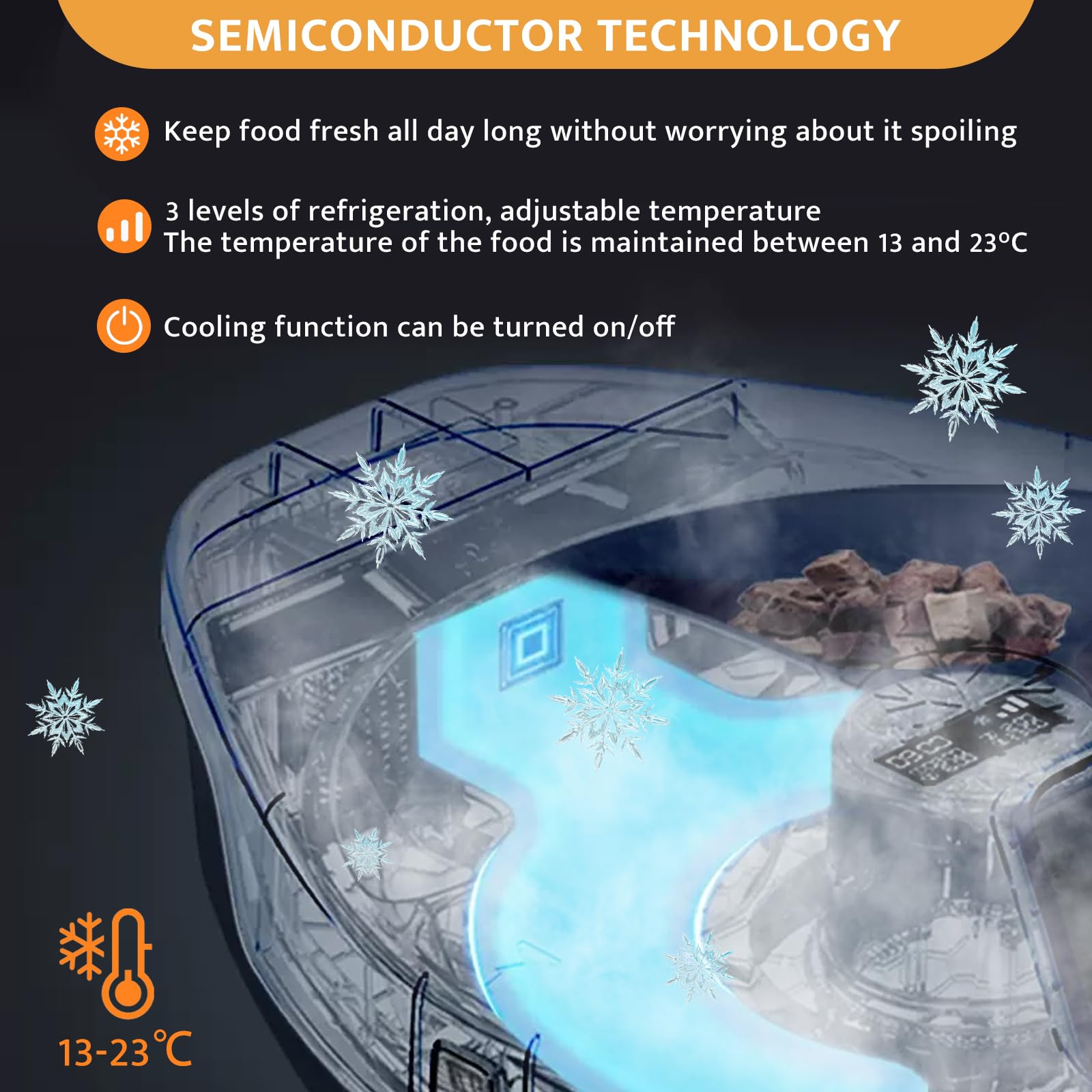 UBPET Automatic Cat Feeder Wet Food with Cooling, Semiconductor Refrigeration, with Timer, 5 Food Compartments for 330g Pet Food Each, Premium Meal Plates, Washable, for Cats, Dogs