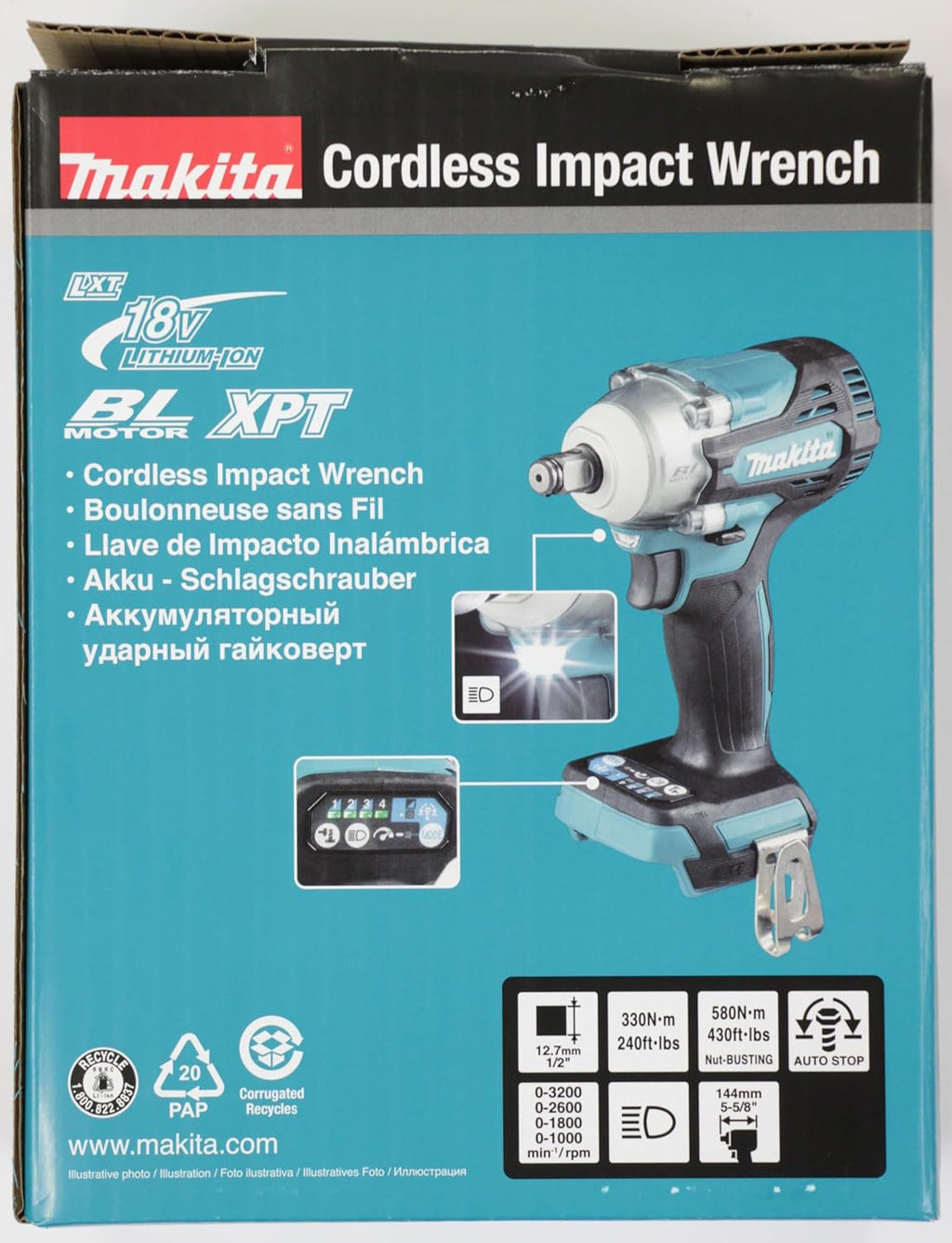Makita DTW300Z 18V Brushless Cordless Impact Wrench – Tool Only, No Batteries or Charger