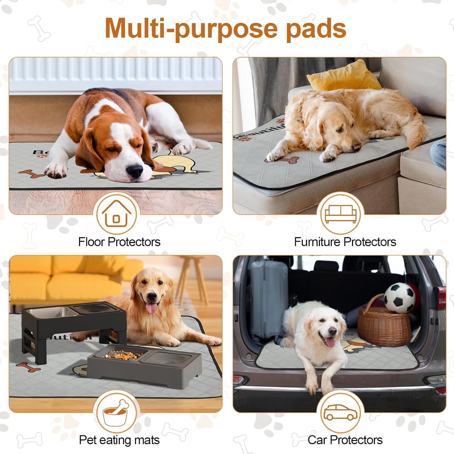 2-Pack Washable Pee Pads for Dogs (47x32in) – Extra-Absorbent, Thick, Reusable Pads with Non-Slip Design, Prevents Leakage, Ideal for Puppy Playpen, Crate, Whelping Box, and Potty Training – Grey