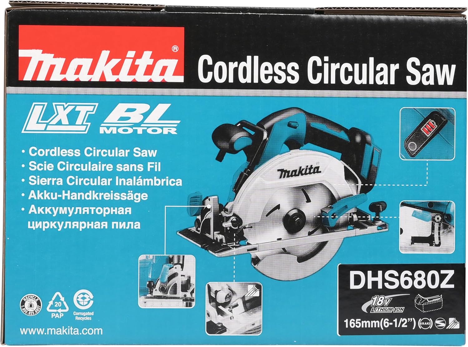 Makita DHS680Z 18V LXT Brushless Cordless Circular Saw 165mm – Batteries & Charger Not Included