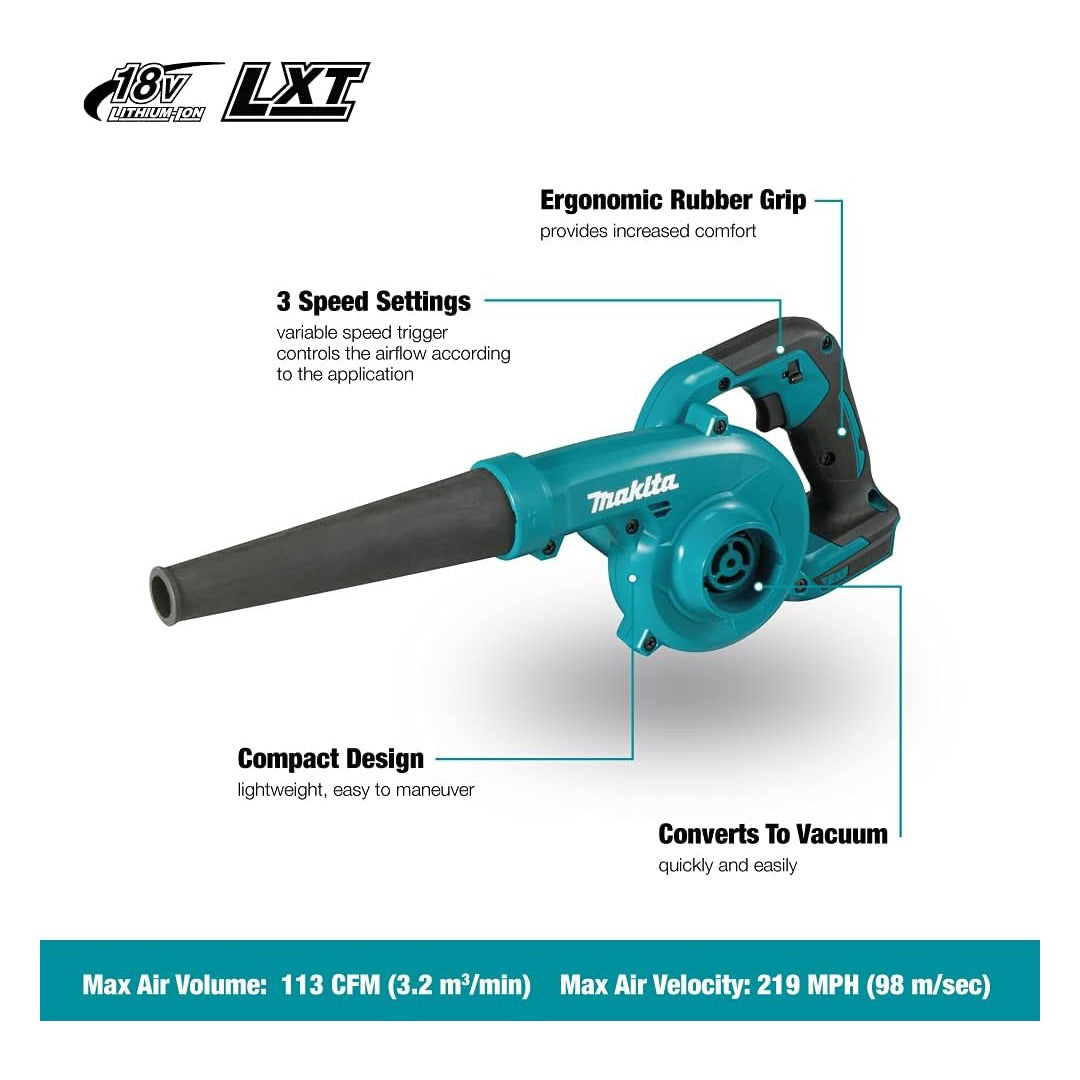 Makita DUB185 18V LXT Cordless Blower with Dust Collection Bag & Dual 5.0Ah Batteries