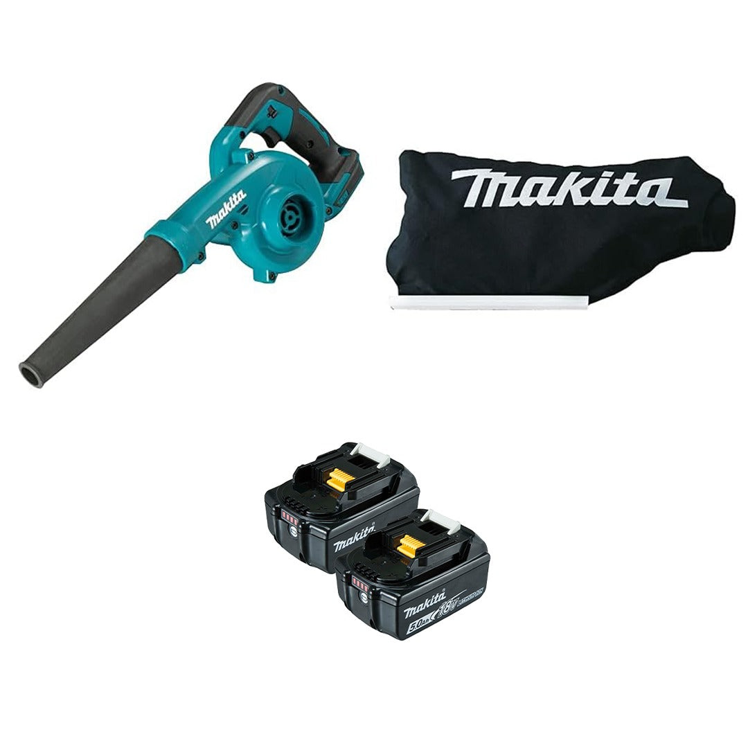 Makita DUB185 18V LXT Cordless Blower with Dust Collection Bag & Dual 5.0Ah Batteries
