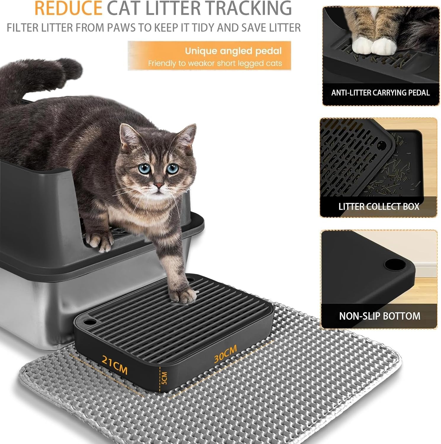 Birstall CleanKit – Hooded Cat Litter Box Set (Black and white)