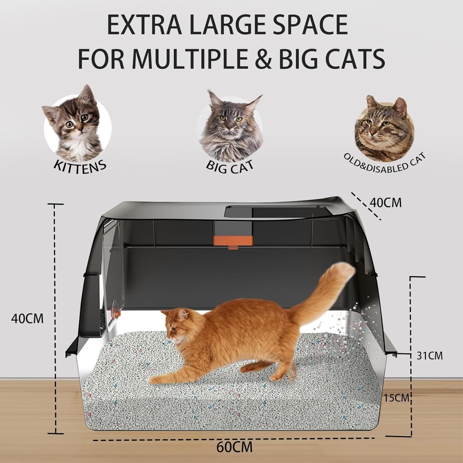 Birstall CleanKit – Hooded Cat Litter Box Set (Black and white)