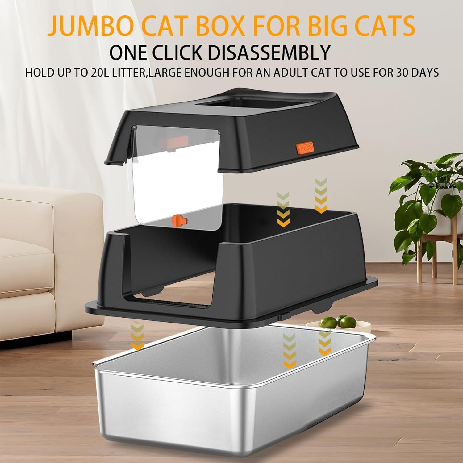 Birstall CleanKit – Hooded Cat Litter Box Set (Black and white)