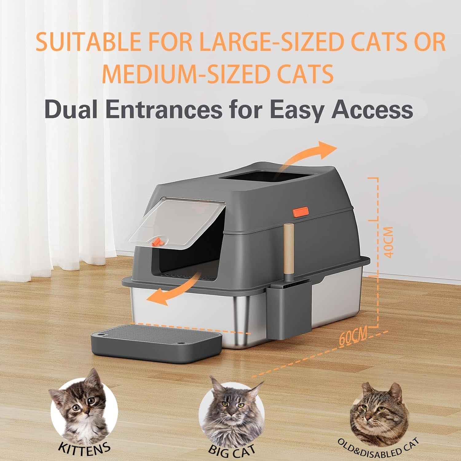 Birstall CleanKit – Hooded Cat Litter Box Set (Black and white)