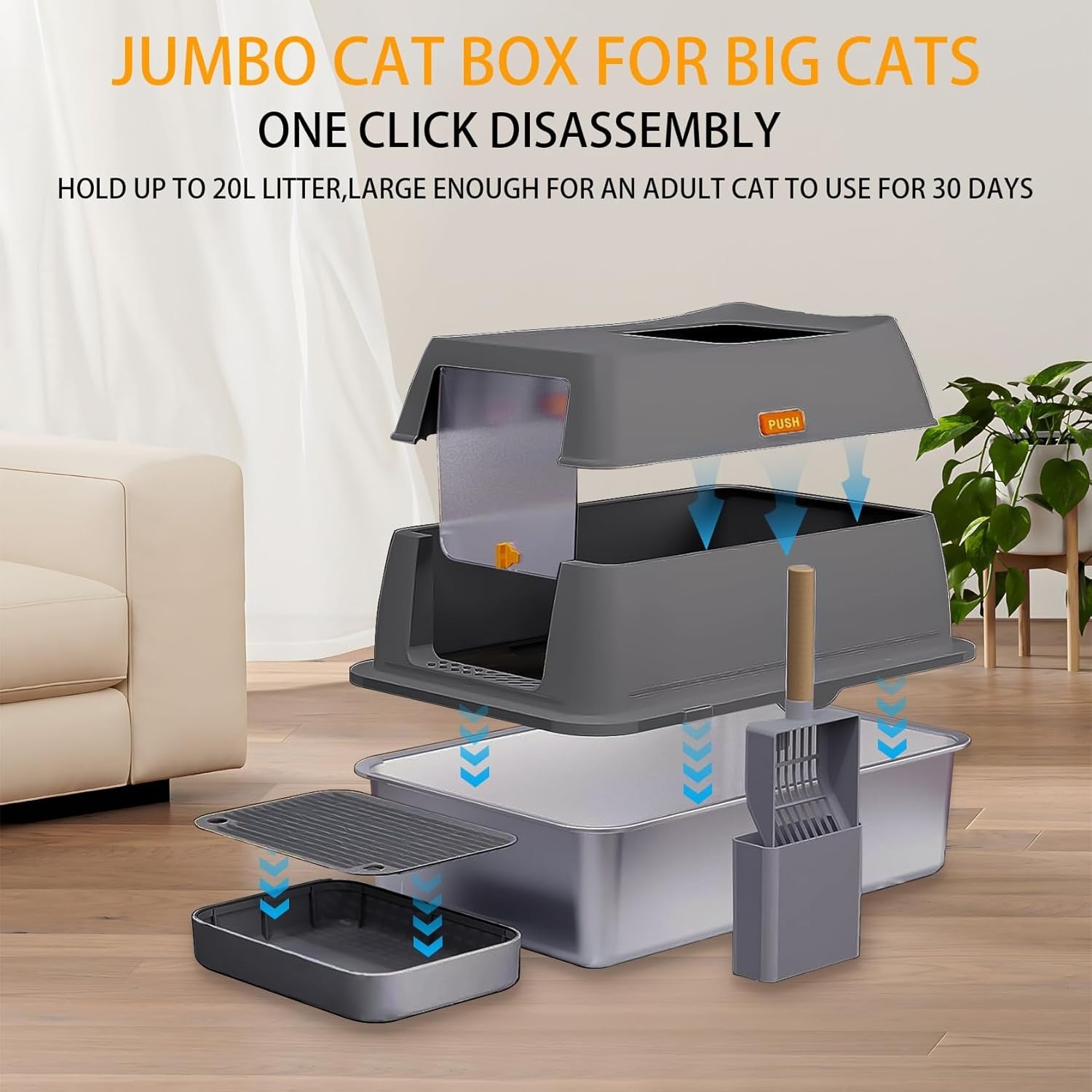 Birstall CleanKit – Hooded Cat Litter Box Set (Black and white)