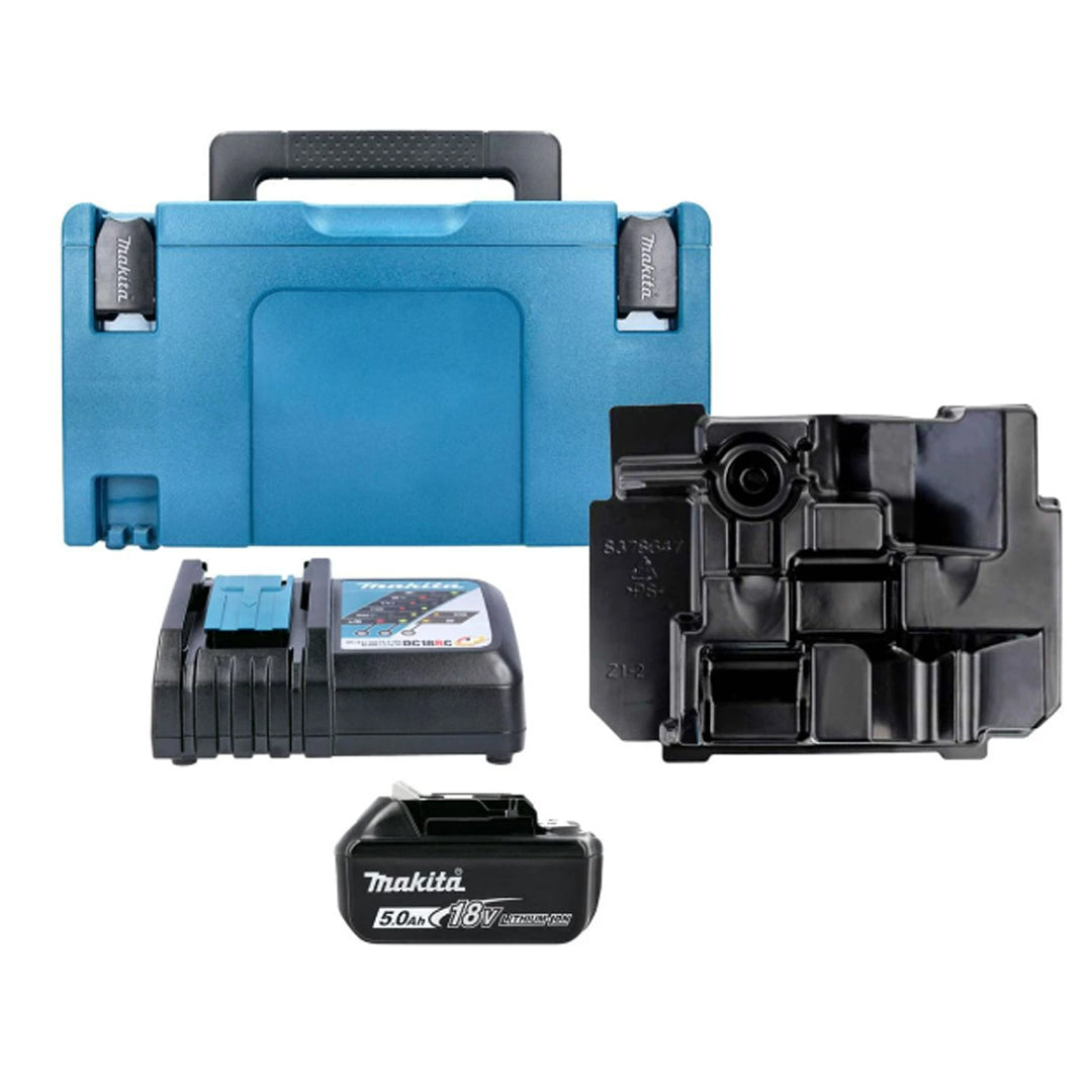 Makita 18V Power Kit – 5.0Ah Battery, Rapid Charger, and Makpac Type 3 Case with Custom Inlay