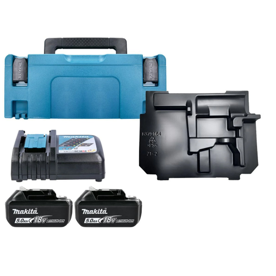 Makita 18V LXT Battery & Charger Pack – 2 x 5.0Ah BL1850 Batteries with DC18RC Charger and Type 2 Makpac Case