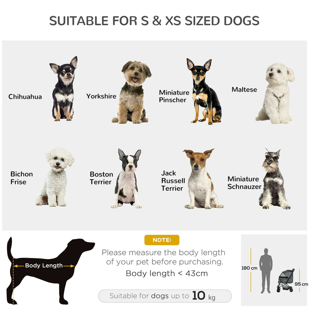 Compact Foldable Pet Stroller for Dogs – Lightweight Travel Cart with Handle, Grey
